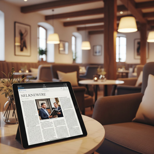 Newspaper displayed on a tablet